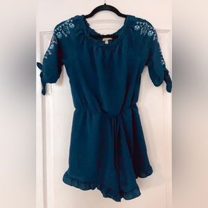 Pretty Navy Romper with Embroidery